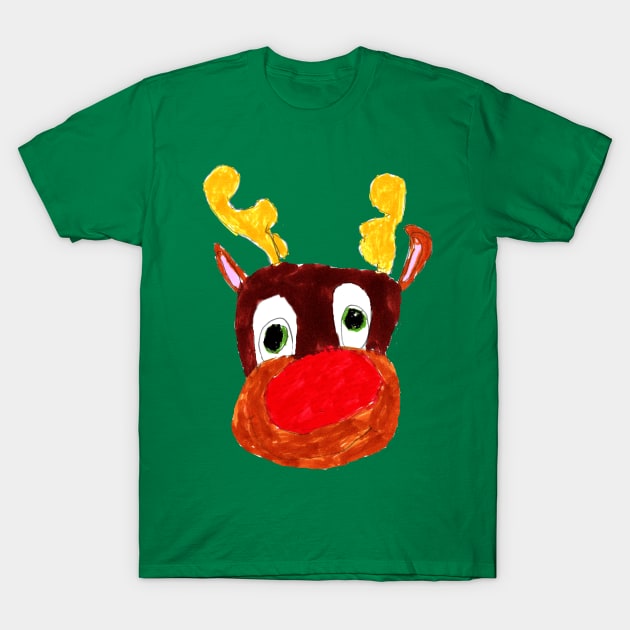 Rudolph Kid Drawing T-Shirt by Kids’ Drawings 